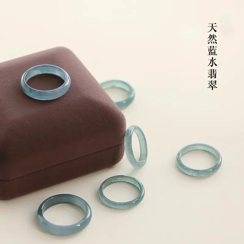 Natural Blue Water Jade Rings for Women - Image 3