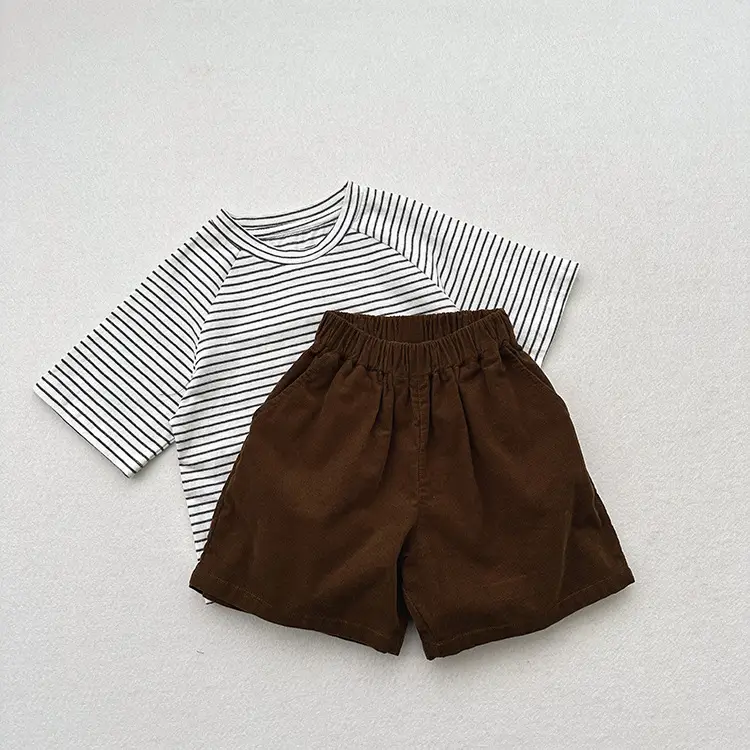 Soft Thin Corduroy Shorts for Boys Girls Summer Casual Middle Pants - Image 7