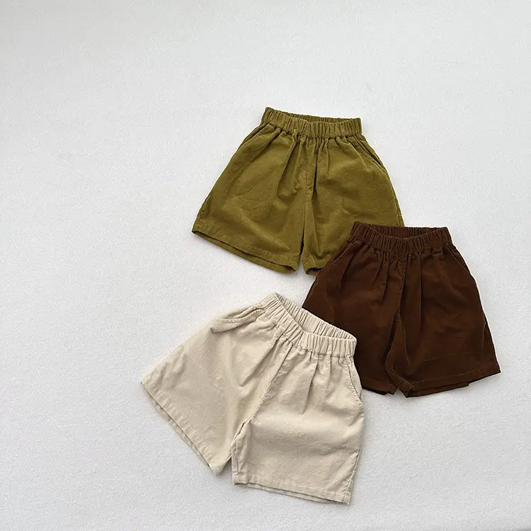 Soft Thin Corduroy Shorts for Boys Girls Summer Casual Middle Pants — feature 13