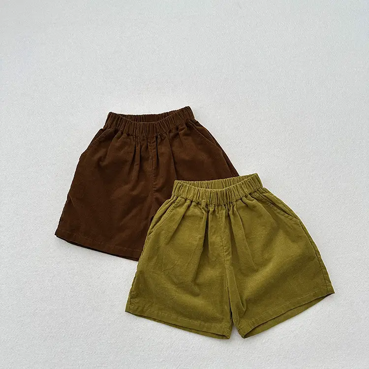 Soft Thin Corduroy Shorts for Boys Girls Summer Casual Middle Pants — feature 15