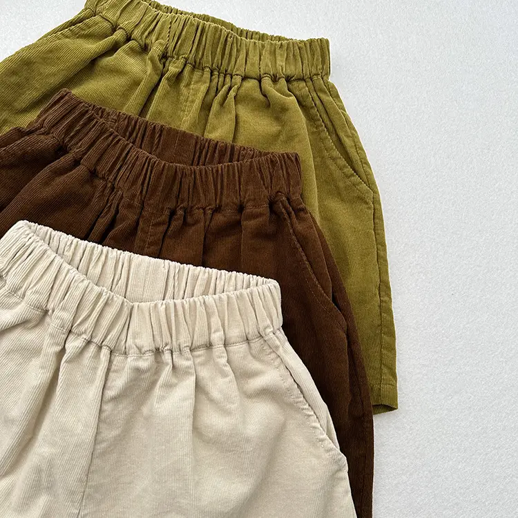 Soft Thin Corduroy Shorts for Boys Girls Summer Casual Middle Pants — feature 16