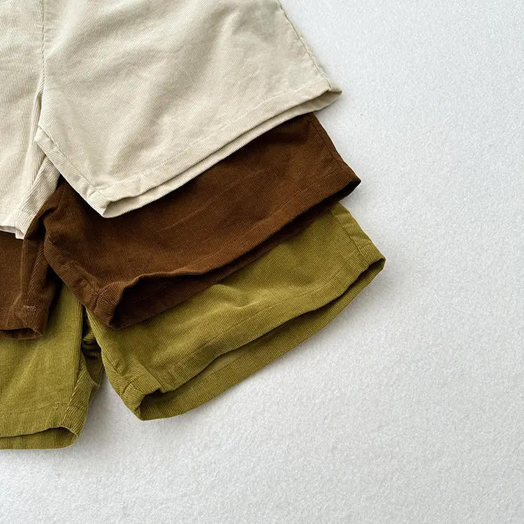 Soft Thin Corduroy Shorts for Boys Girls Summer Casual Middle Pants — feature 17