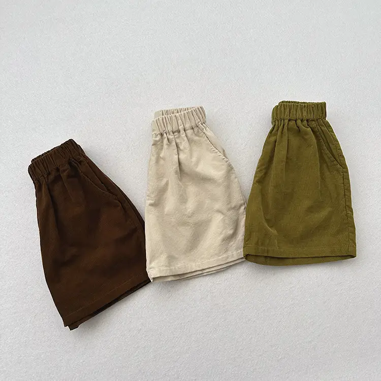 Soft Thin Corduroy Shorts for Boys Girls Summer Casual Middle Pants — feature 2