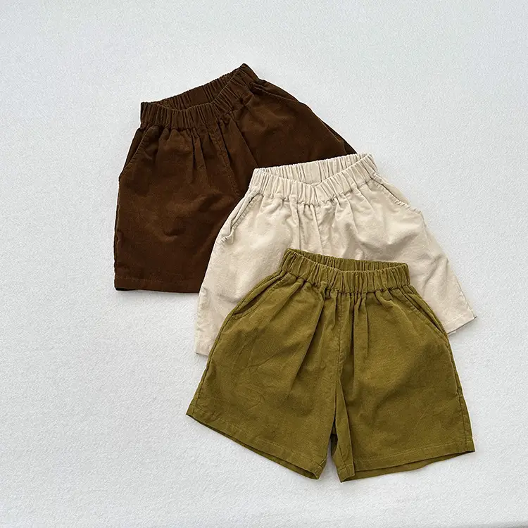 Soft Thin Corduroy Shorts for Boys Girls Summer Casual Middle Pants — feature 22