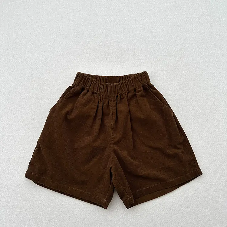 Soft Thin Corduroy Shorts for Boys Girls Summer Casual Middle Pants - Image 3