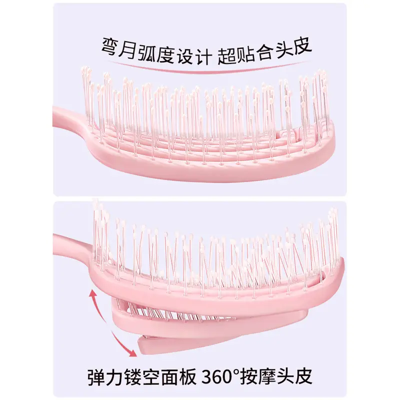 Pink Ribs Hair Brush for High Cranial Massage