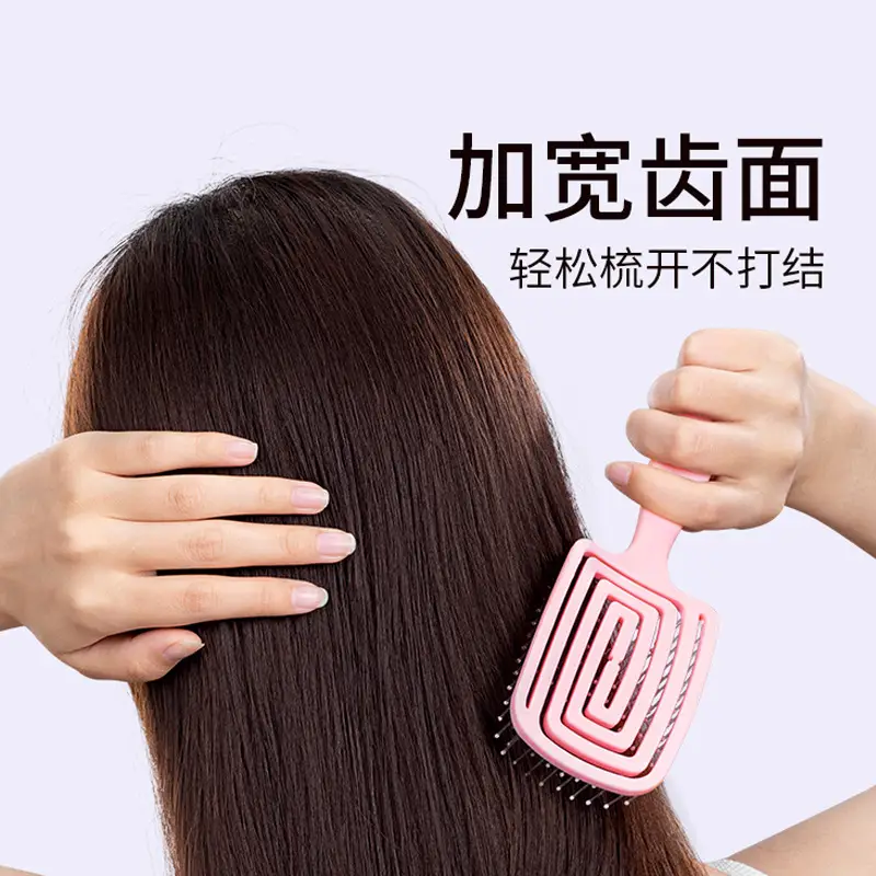 Pink Ribs Hair Brush for High Cranial Massage
