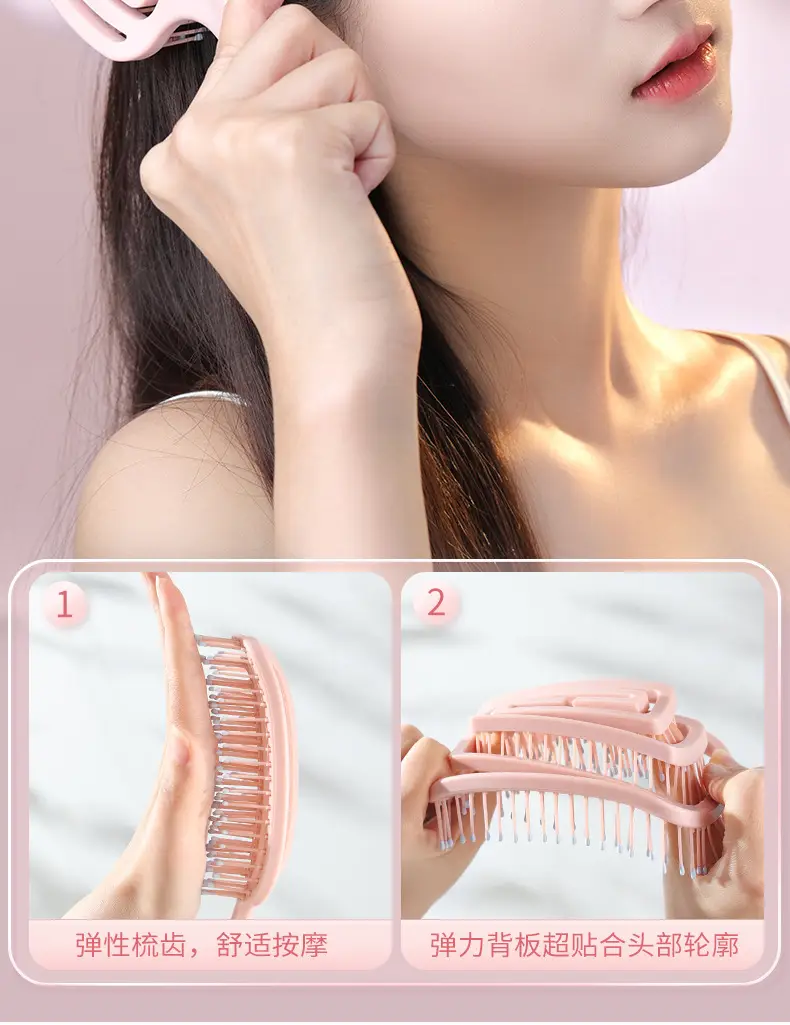 Pink Ribs Hair Brush for High Cranial Massage — feature 13