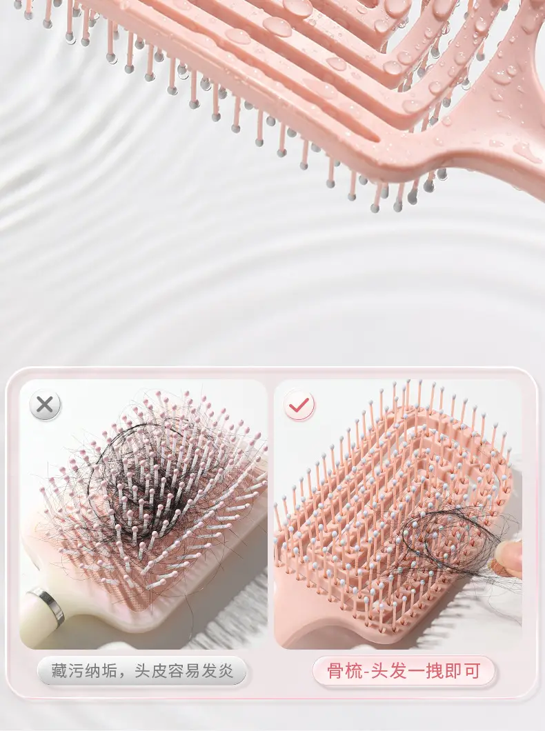 Pink Ribs Hair Brush for High Cranial Massage — feature 15