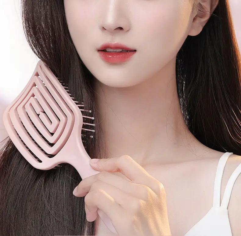 Pink Ribs Hair Brush for High Cranial Massage — feature 3