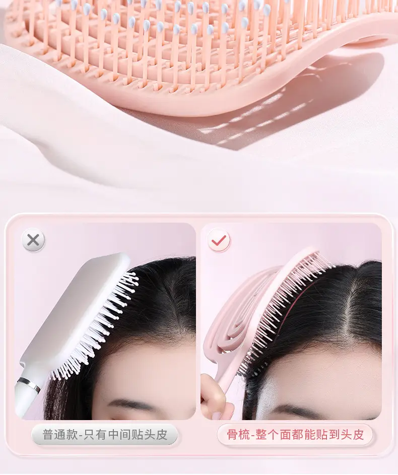 Pink Ribs Hair Brush for High Cranial Massage — feature 7