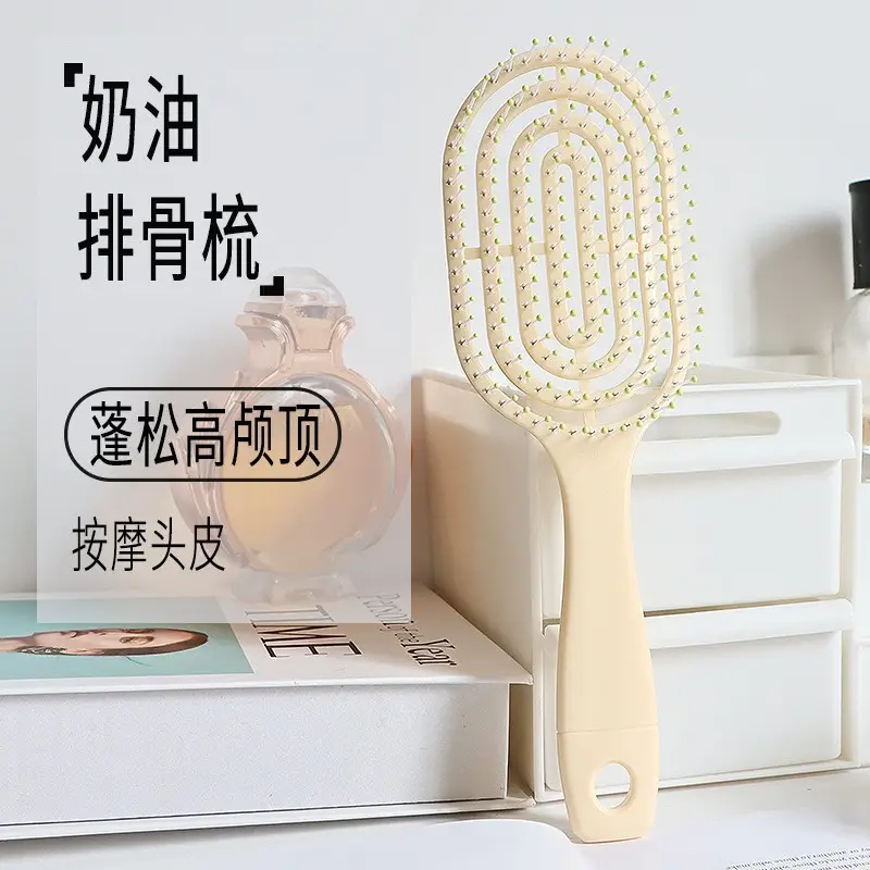 Pink Ribs Hair Brush for High Cranial Massage
