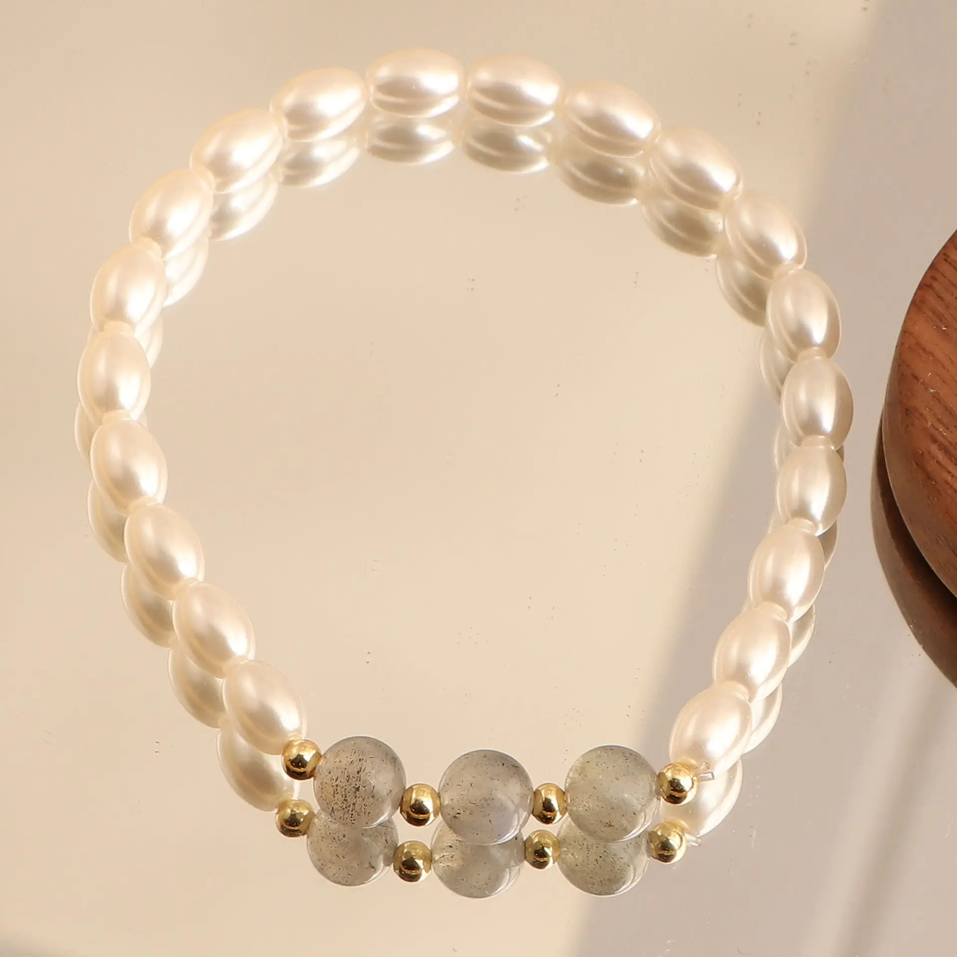 Natural Freshwater Pearl Bracelet with Strawberry & Moonlight Stones — feature 11