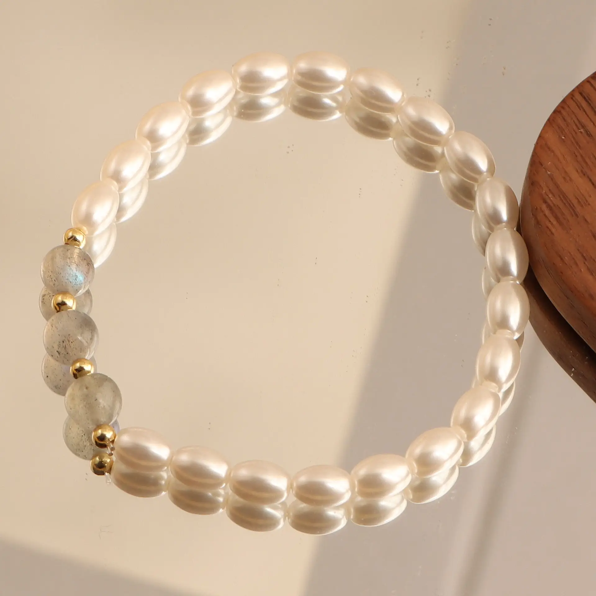 Natural Freshwater Pearl Bracelet with Strawberry & Moonlight Stones — feature 14