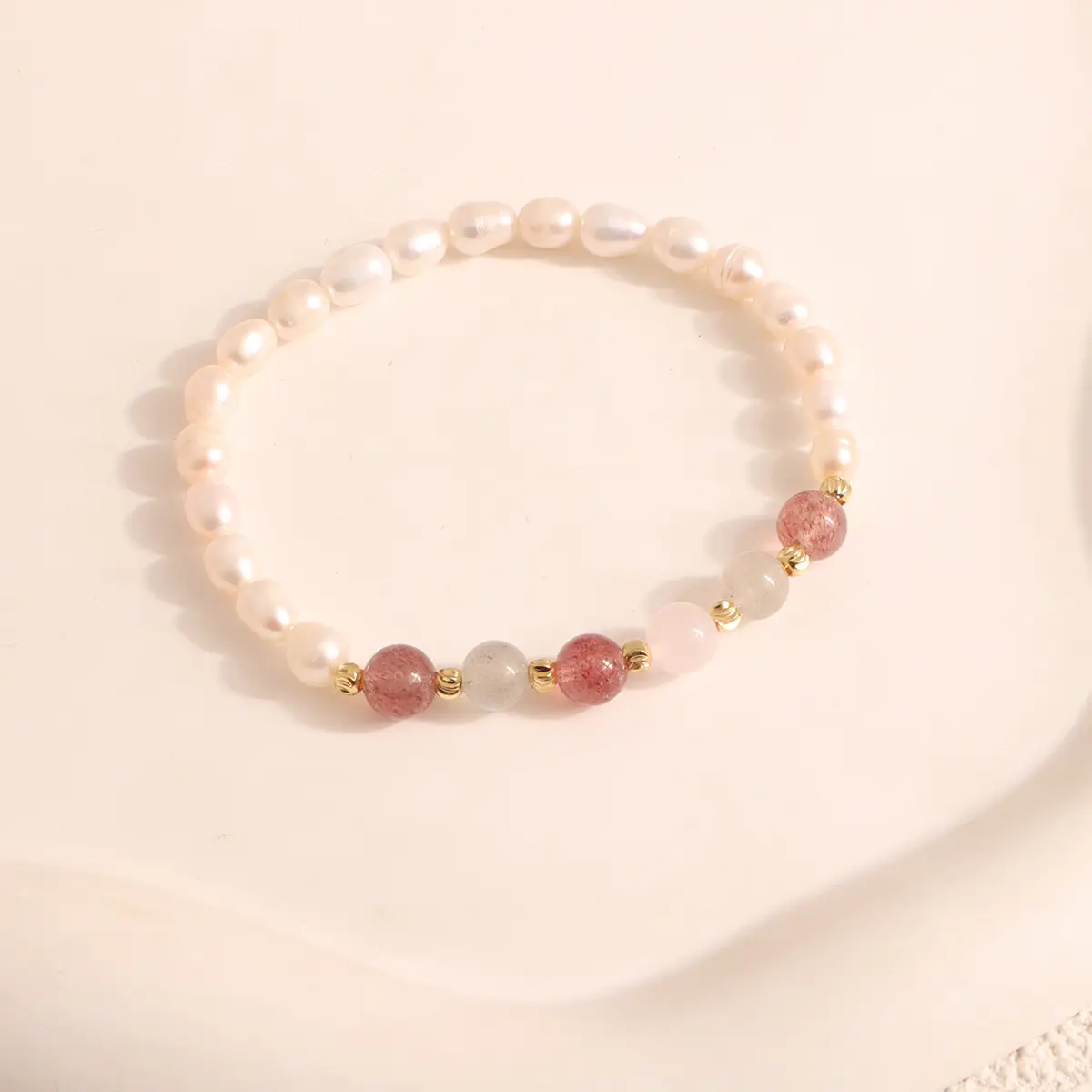 Natural Freshwater Pearl Bracelet with Strawberry & Moonlight Stones — feature 8