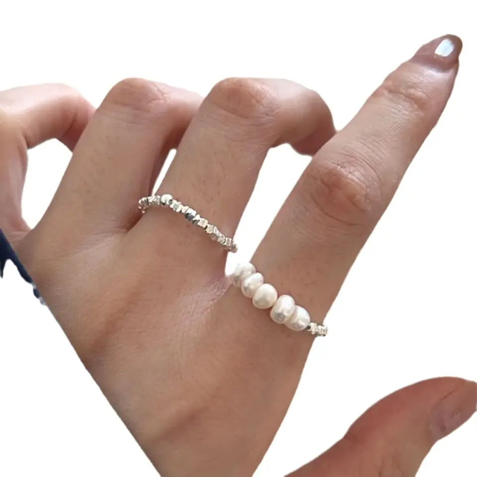 Broken Silver Pearl Ring for Women's Fashion - Image 7