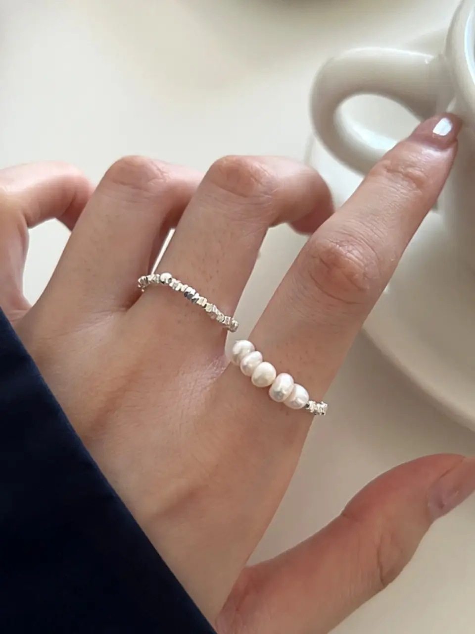 Broken Silver Pearl Ring for Women's Fashion — feature 5