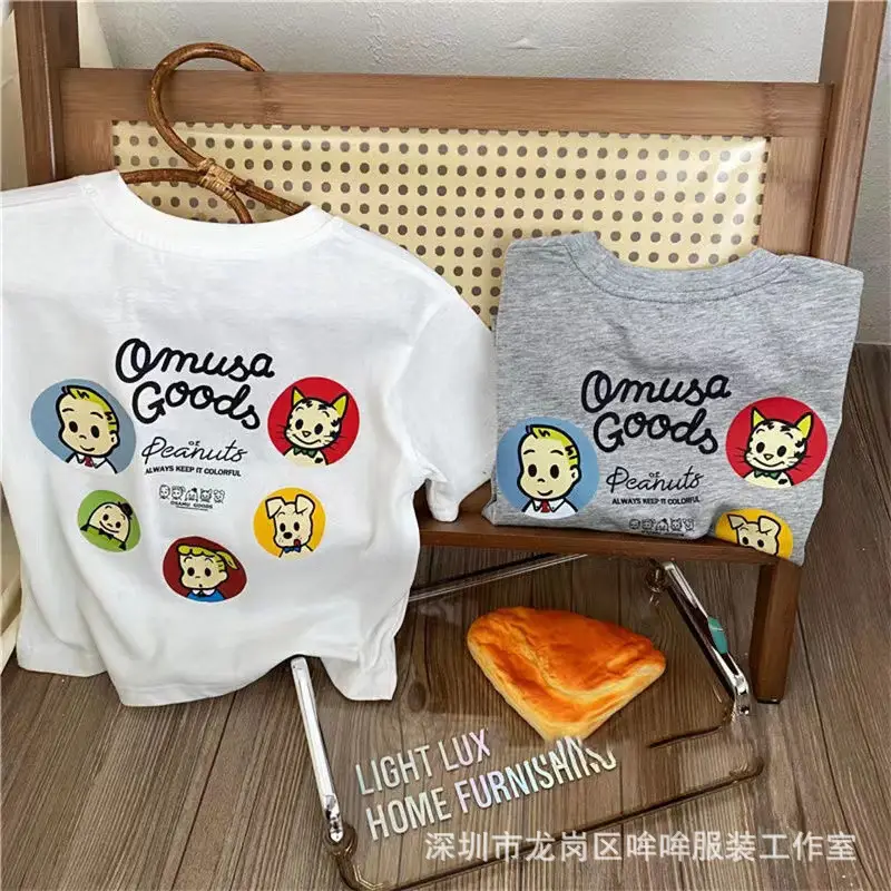 100 Cotton Cartoon Harada Printed T-Shirt for Boys Girls Summer Wear - Image 2