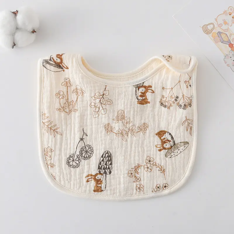 Korean Gauze Cotton Newborn Baby Bib Olive Green
