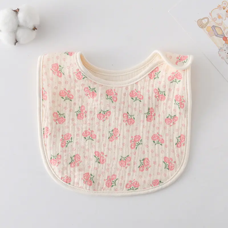Korean Gauze Cotton Newborn Baby Bib Olive Green - Image 11