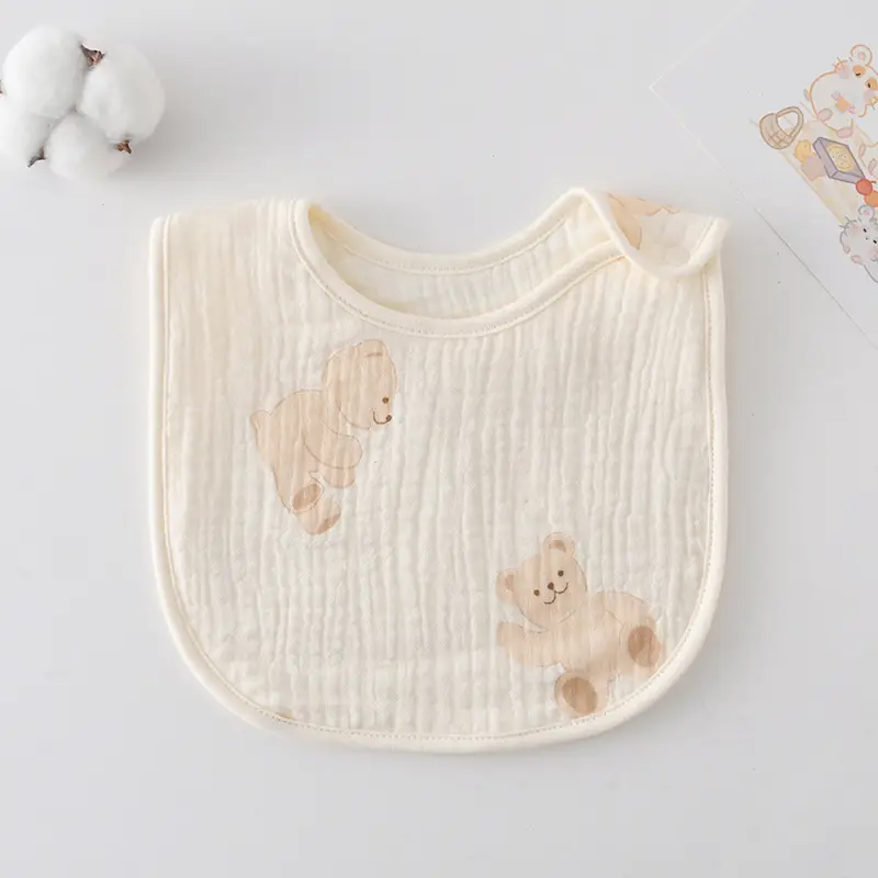 Korean Gauze Cotton Newborn Baby Bib Olive Green - Image 23