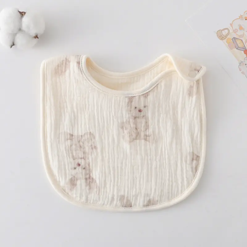 Korean Gauze Cotton Newborn Baby Bib Olive Green - Image 24