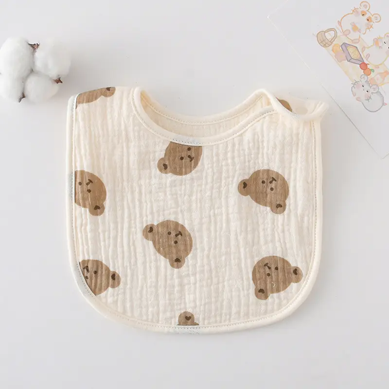 Korean Gauze Cotton Newborn Baby Bib Olive Green - Image 3