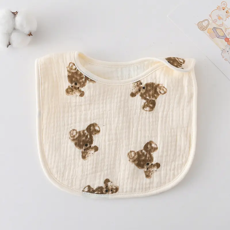 Korean Gauze Cotton Newborn Baby Bib Olive Green - Image 35