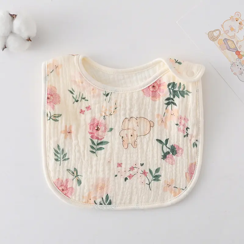 Korean Gauze Cotton Newborn Baby Bib Olive Green - Image 37