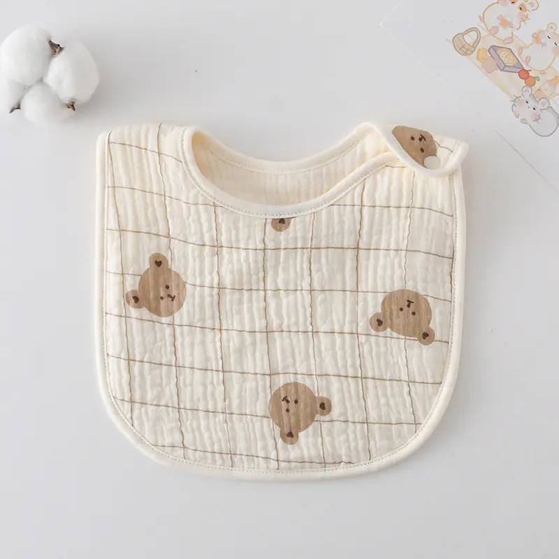 Korean Gauze Cotton Newborn Baby Bib Olive Green - Image 39