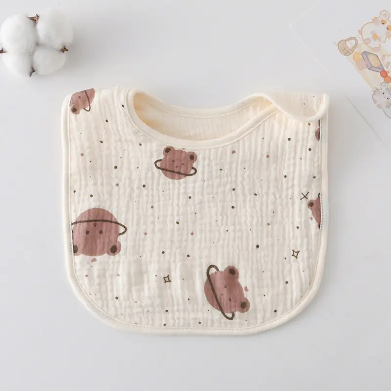Korean Gauze Cotton Newborn Baby Bib Olive Green - Image 41