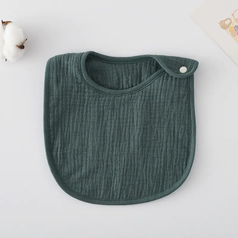 Korean Gauze Cotton Newborn Baby Bib Olive Green - Image 52