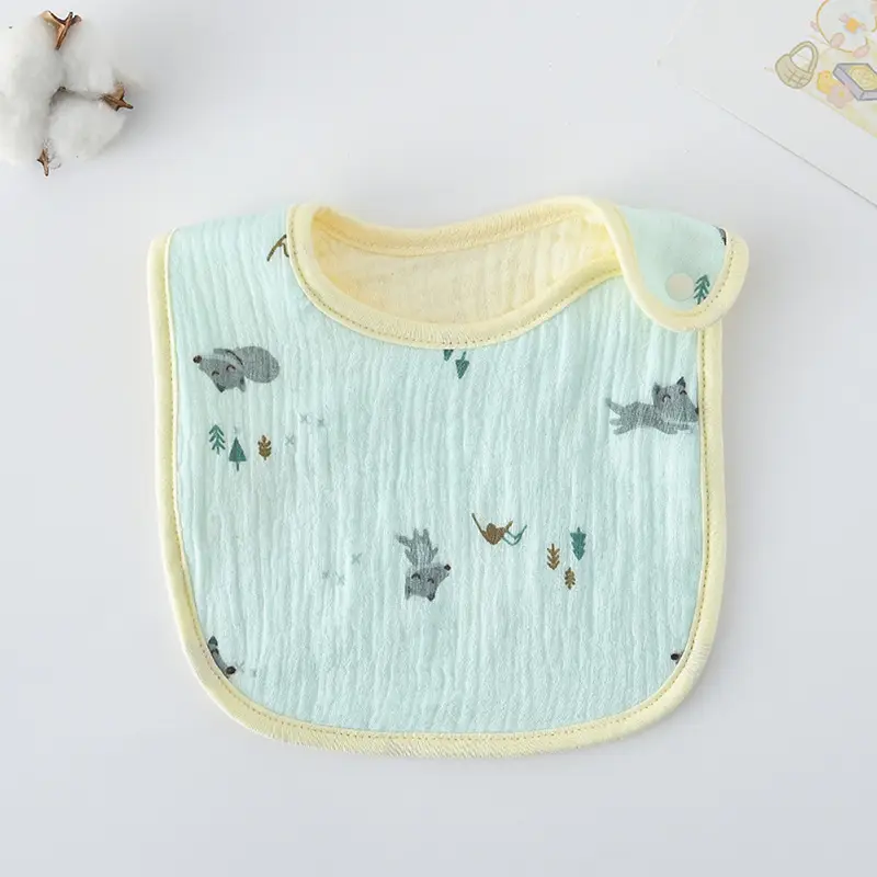 Korean Gauze Cotton Newborn Baby Bib Olive Green - Image 94