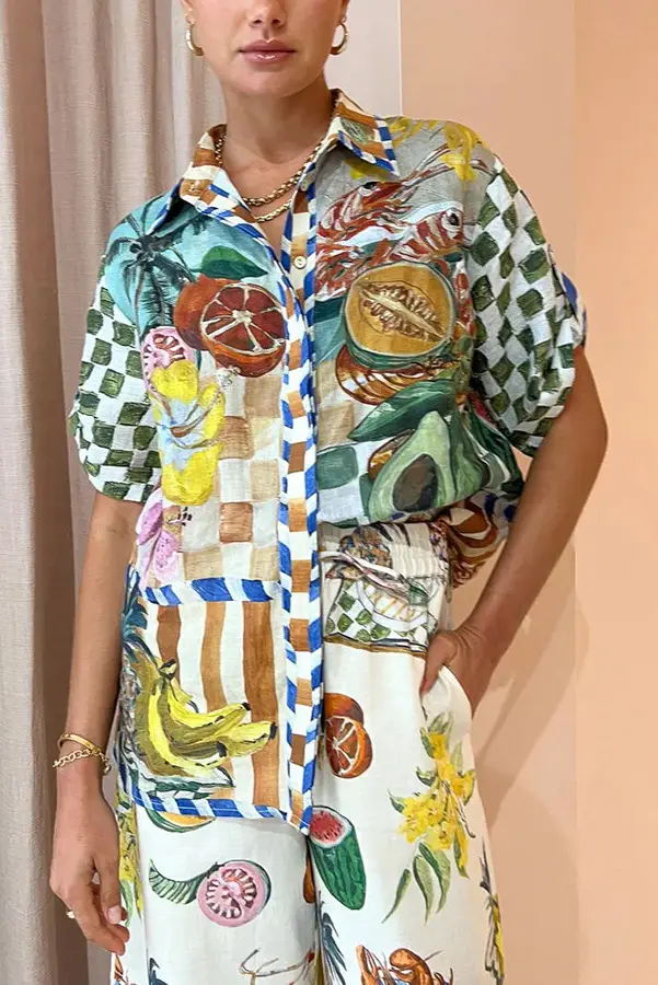 Printed Casual Two-Piece Shirt & Pants Set — feature 3