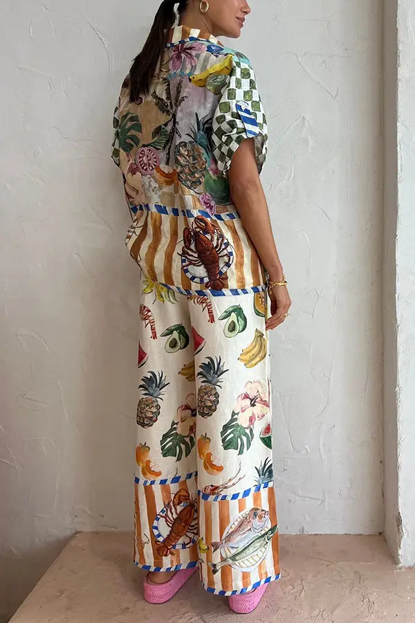 Printed Casual Two-Piece Shirt & Pants Set — feature 6