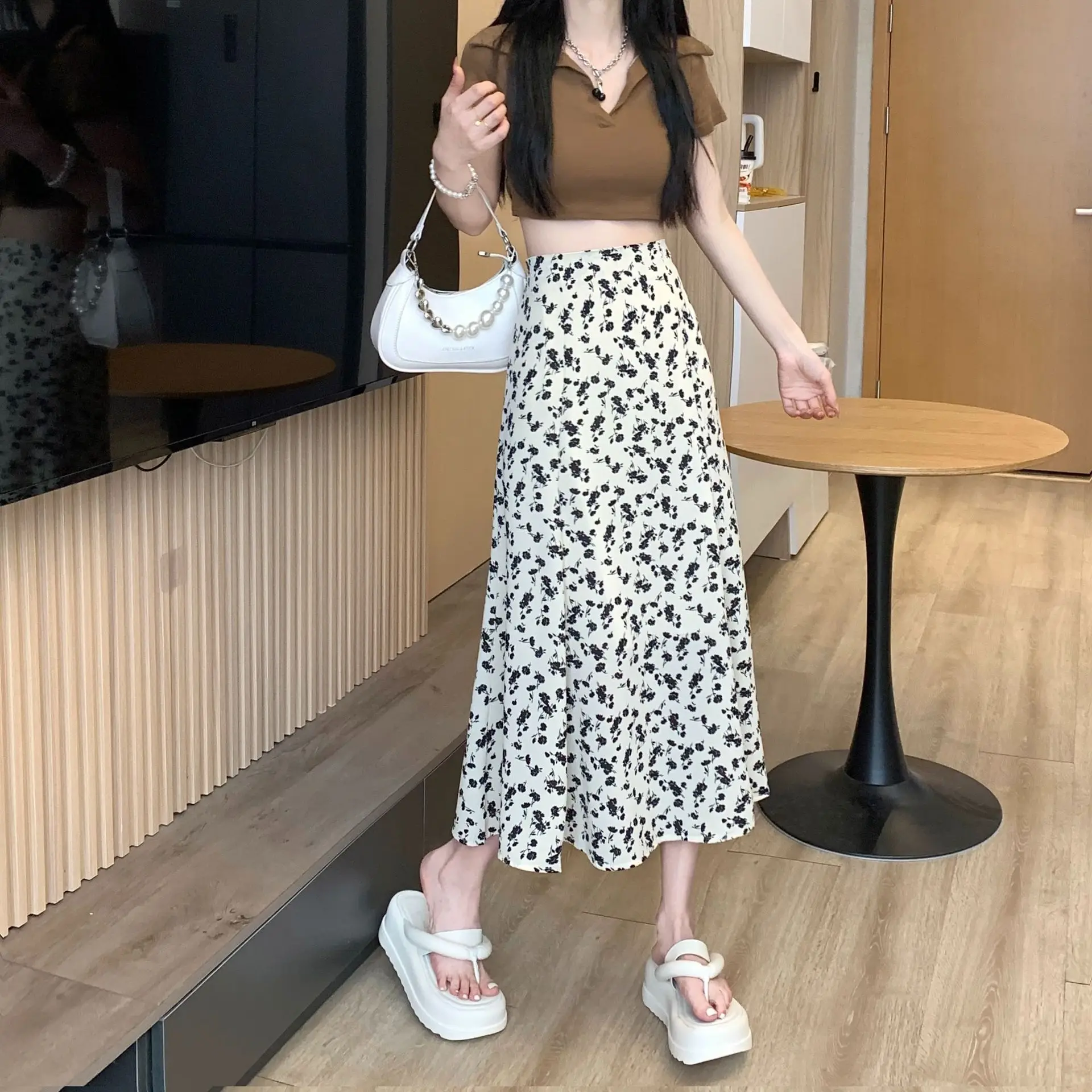 Women Floral High Waist Skirt Medium Size — feature 10