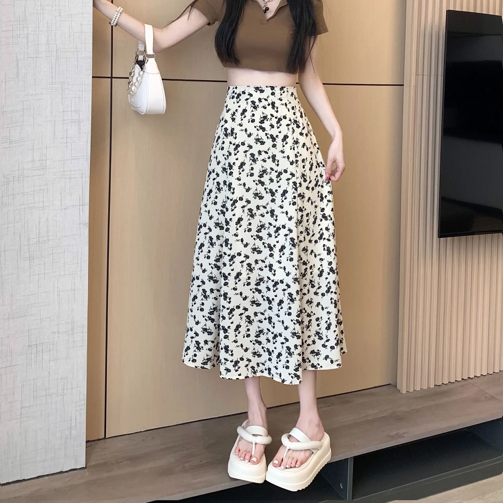 Women Floral High Waist Skirt Medium Size — feature 12