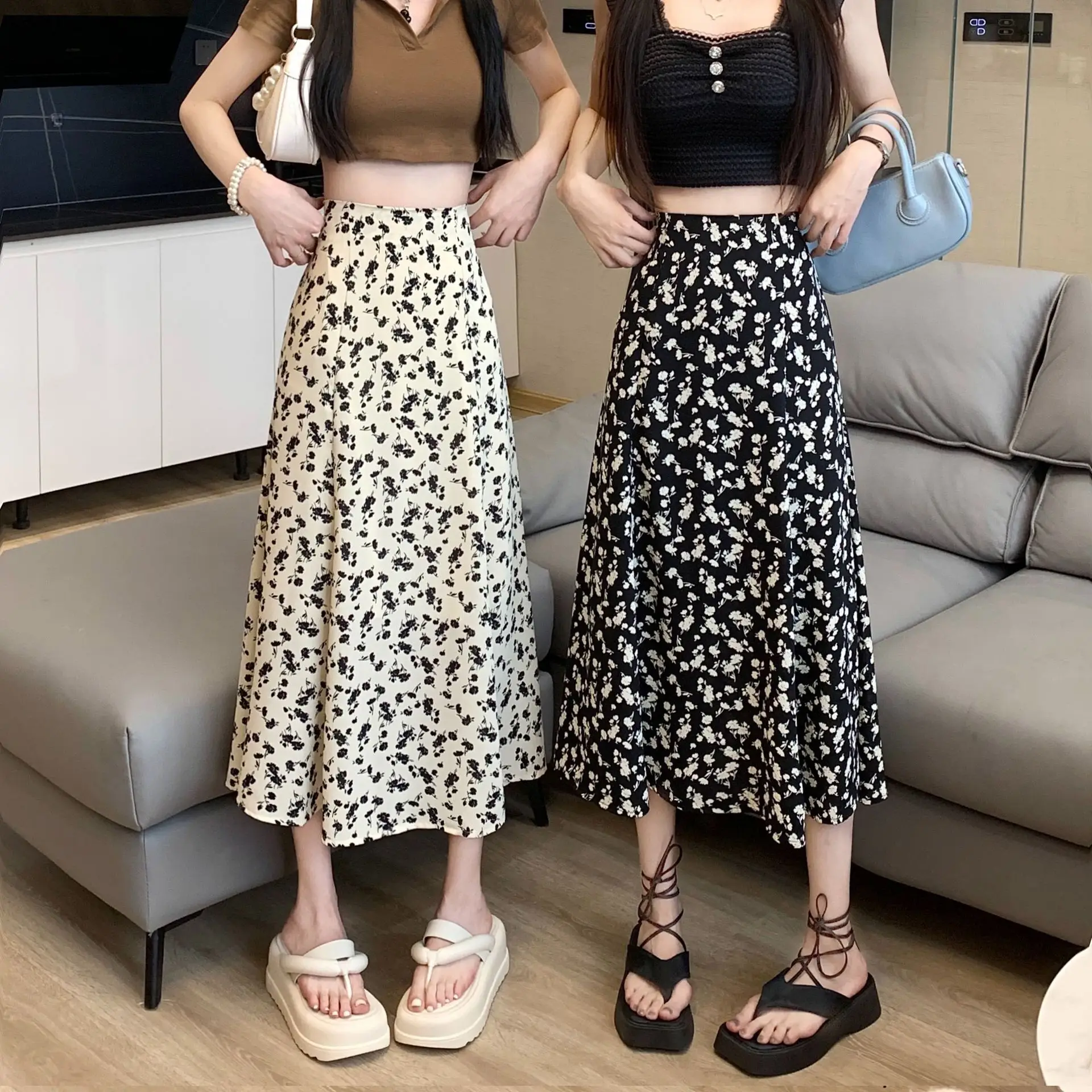 Women Floral High Waist Skirt Medium Size — feature 17