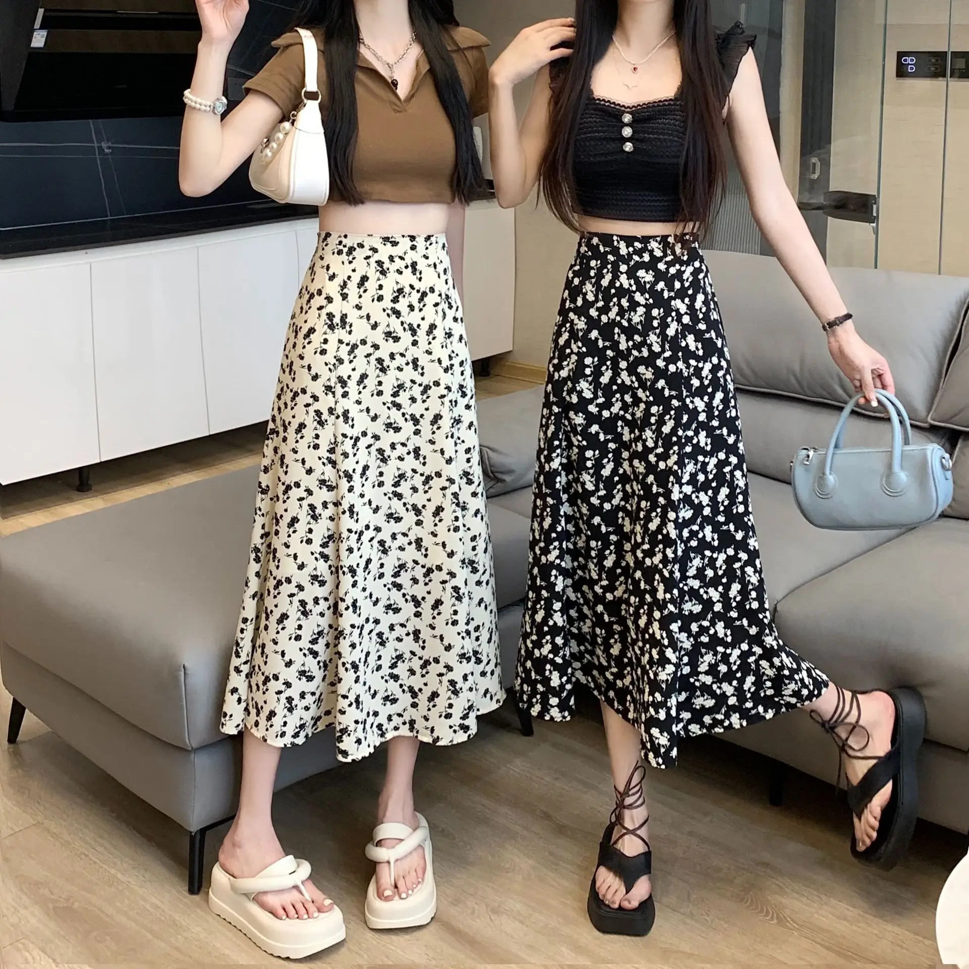 Women Floral High Waist Skirt Medium Size — feature 18
