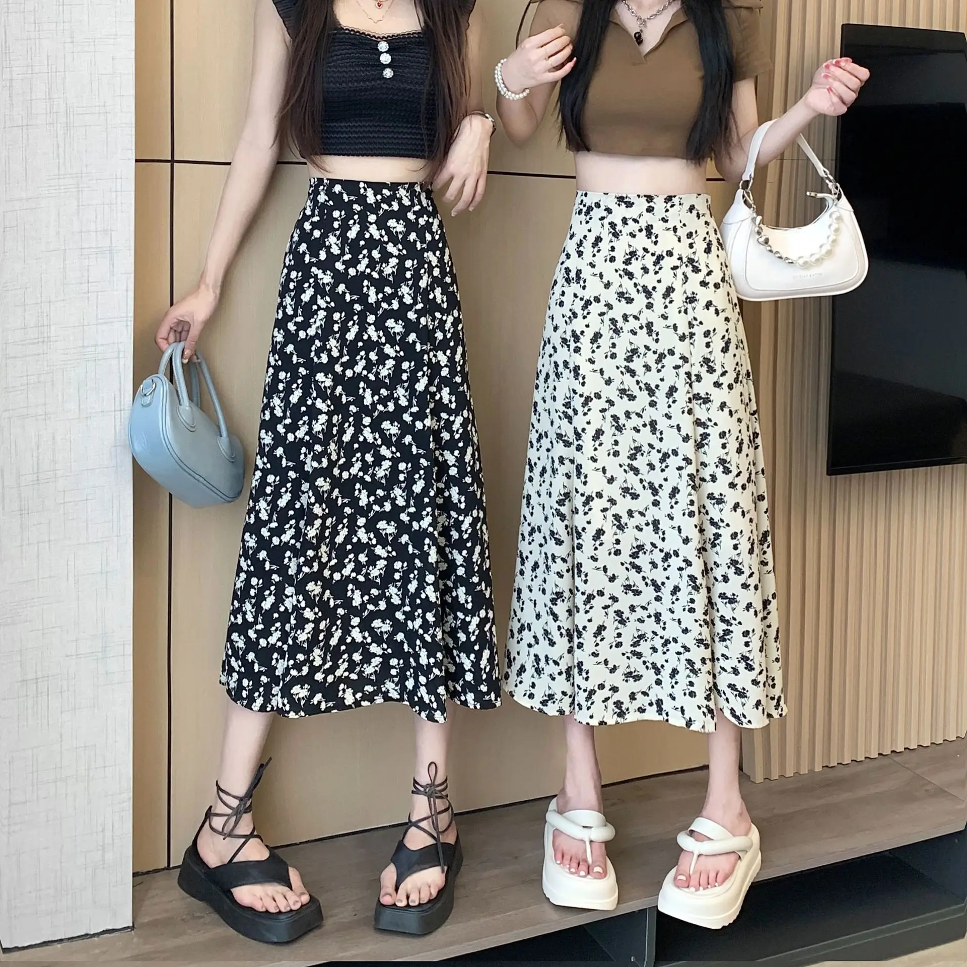Women Floral High Waist Skirt Medium Size — feature 2