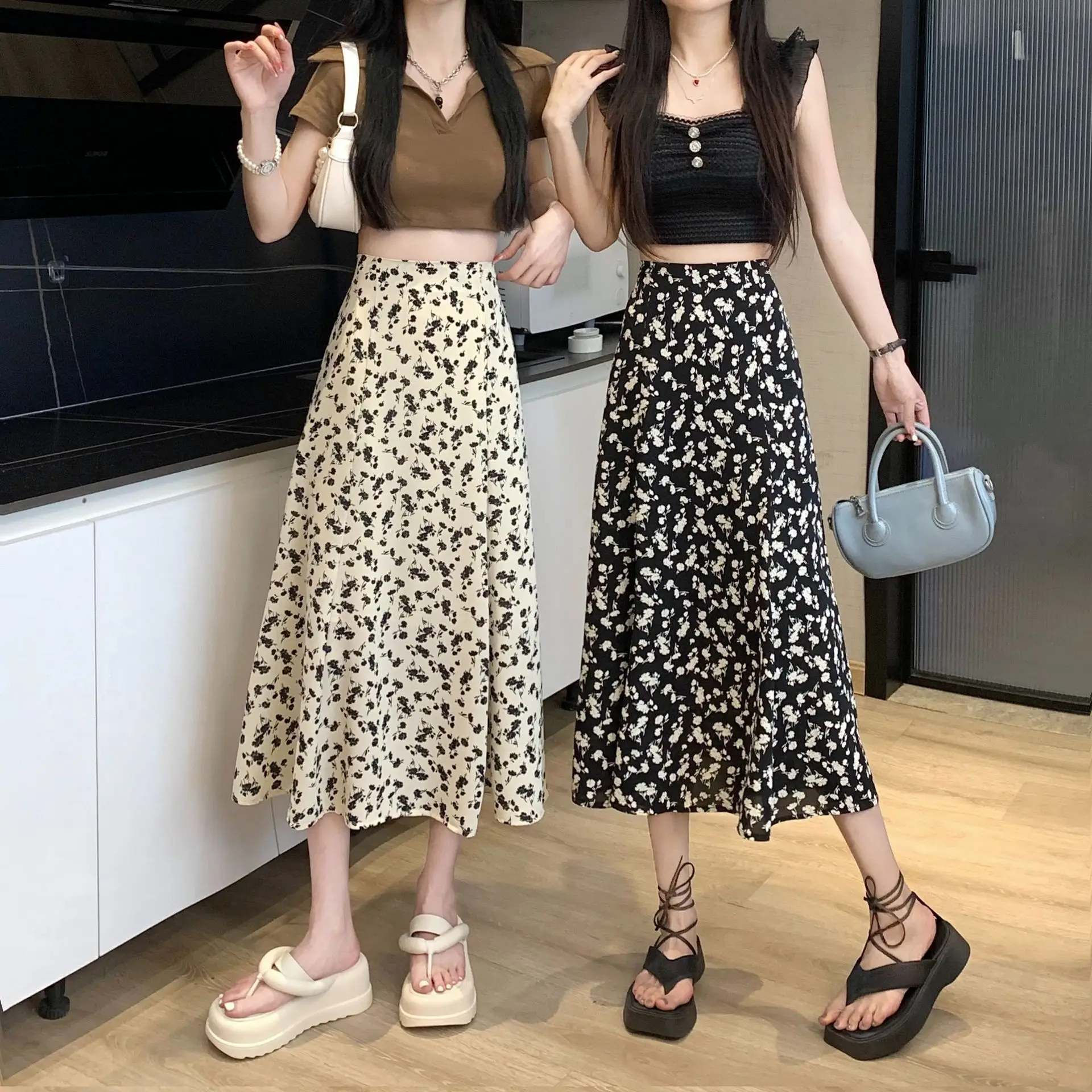 Women Floral High Waist Skirt Medium Size — feature 21