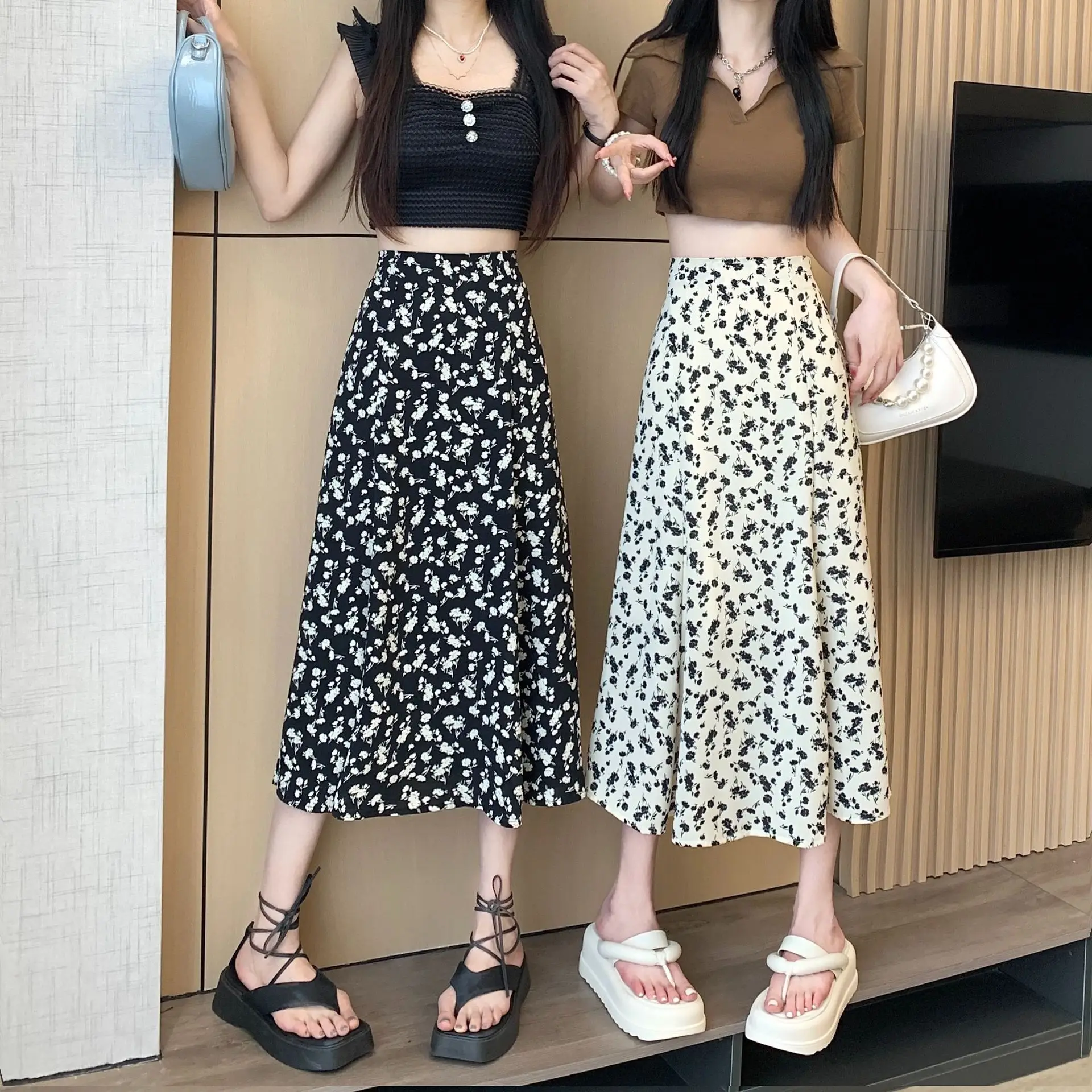 Women Floral High Waist Skirt Medium Size — feature 3