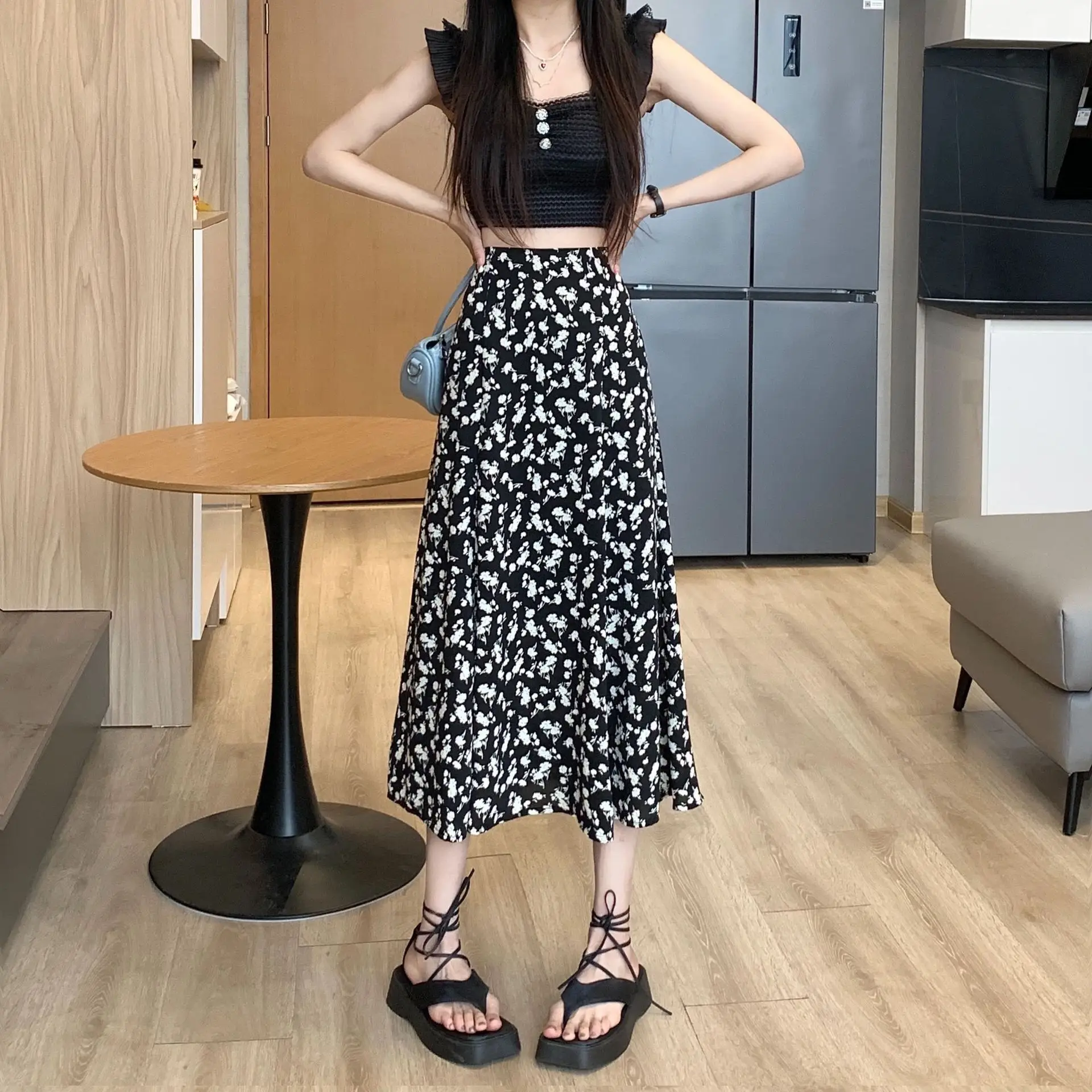 Women Floral High Waist Skirt Medium Size — feature 5