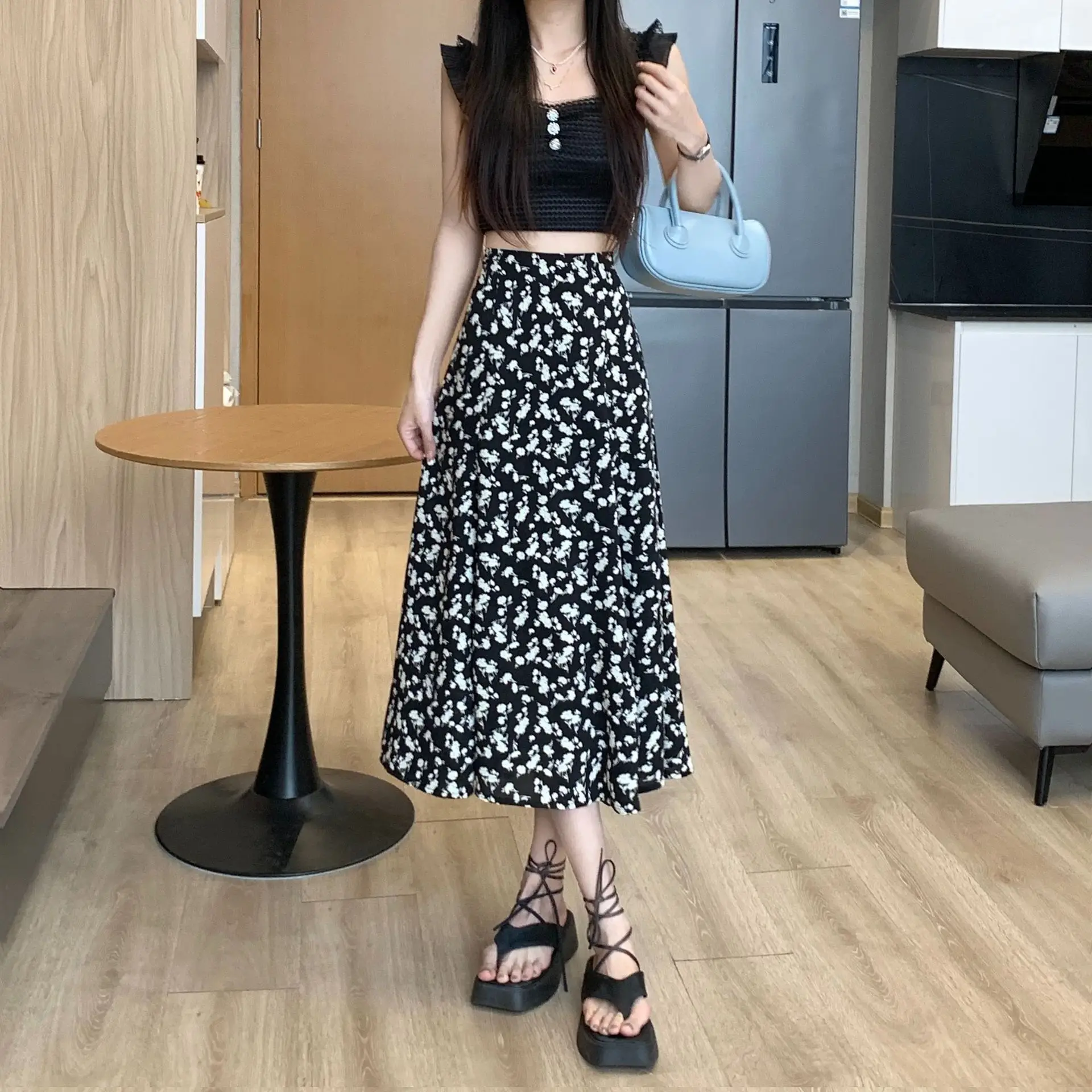 Women Floral High Waist Skirt Medium Size — feature 7