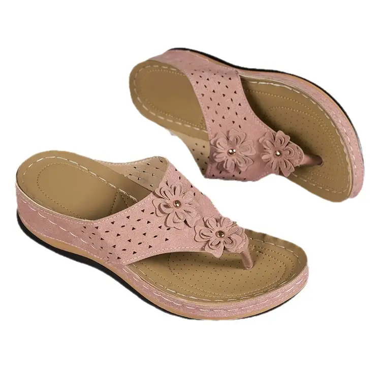 Black Floral Cross-Body Flip Flops for Women