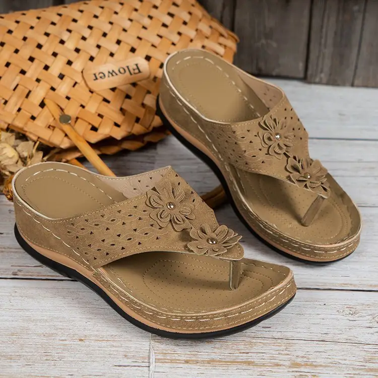 Black Floral Cross-Body Flip Flops for Women — feature 12