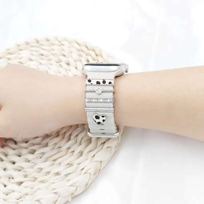 Apple Watch Silicone Band with Crystal Decorative Rings - Image 13