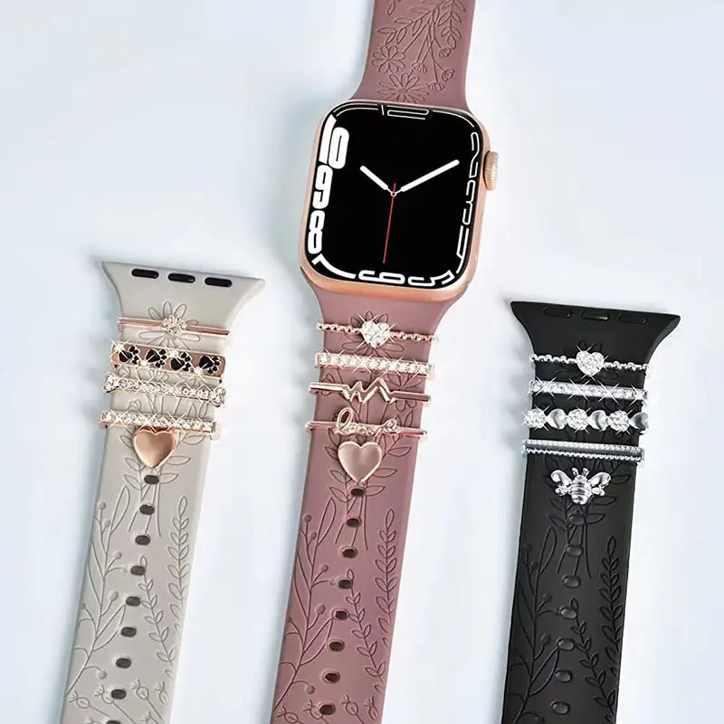 Apple Watch Silicone Band with Crystal Decorative Rings — feature 13