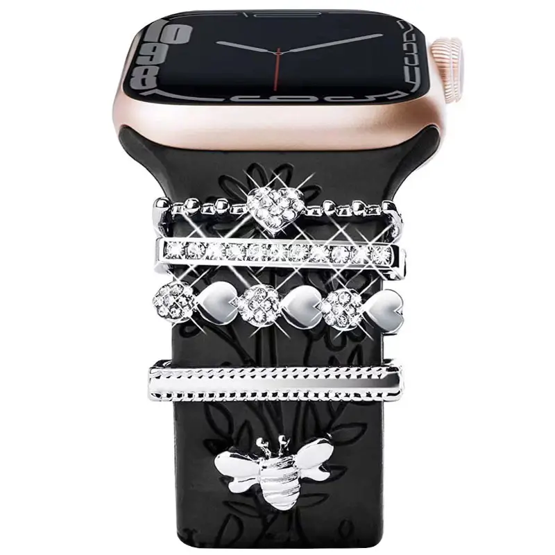 Apple Watch Silicone Band with Crystal Decorative Rings — feature 14