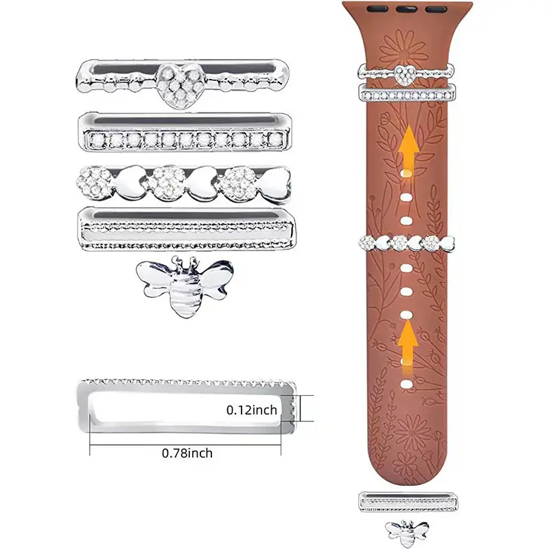 Apple Watch Silicone Band with Crystal Decorative Rings — feature 15